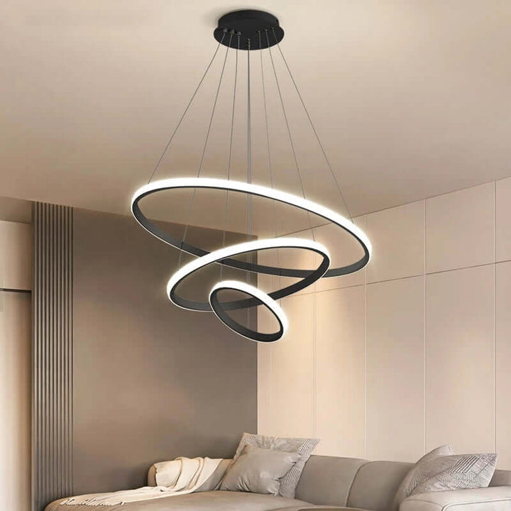 Moderne loftlampe med 3 ringe, slukket