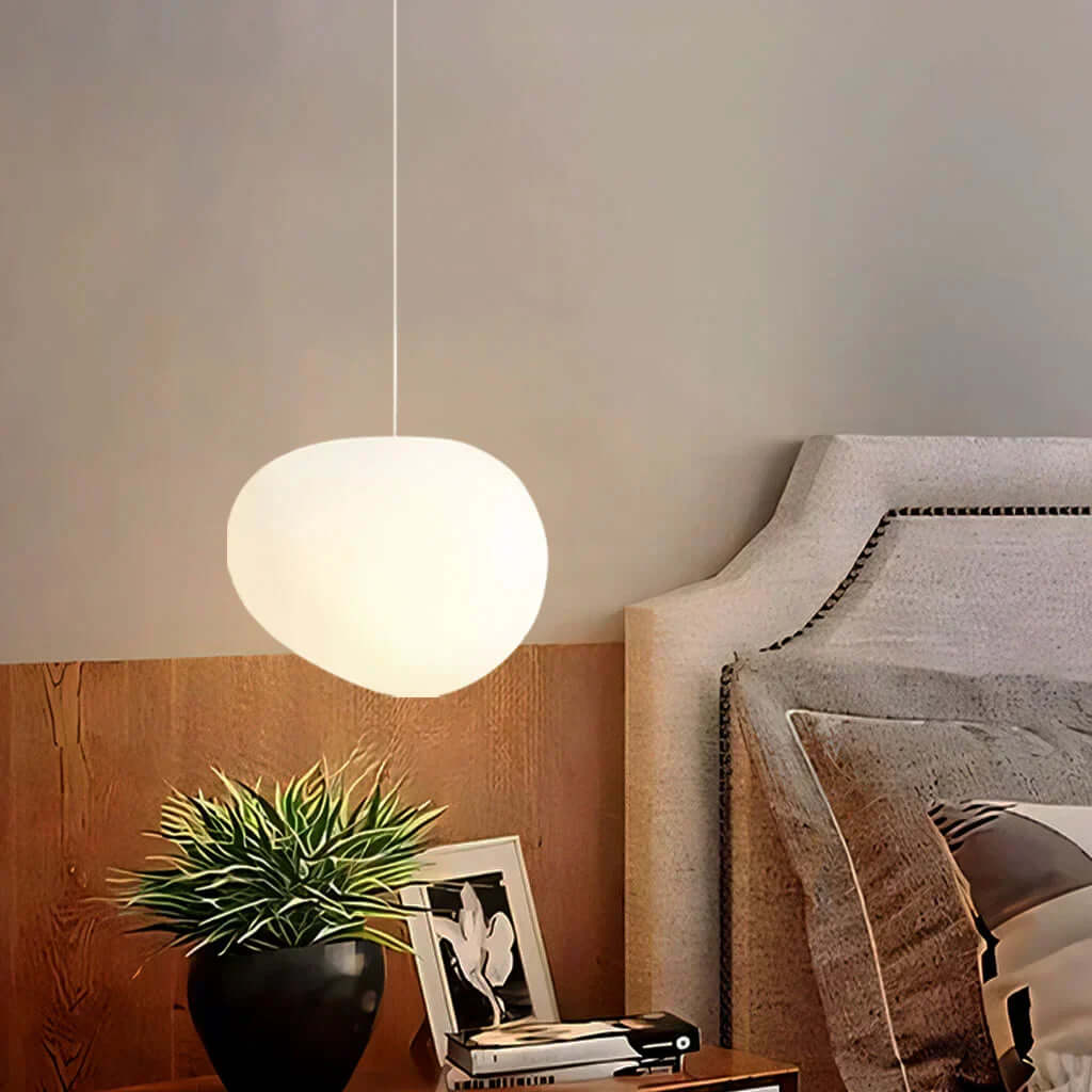 Moderne hvid pendel lampe i stenform