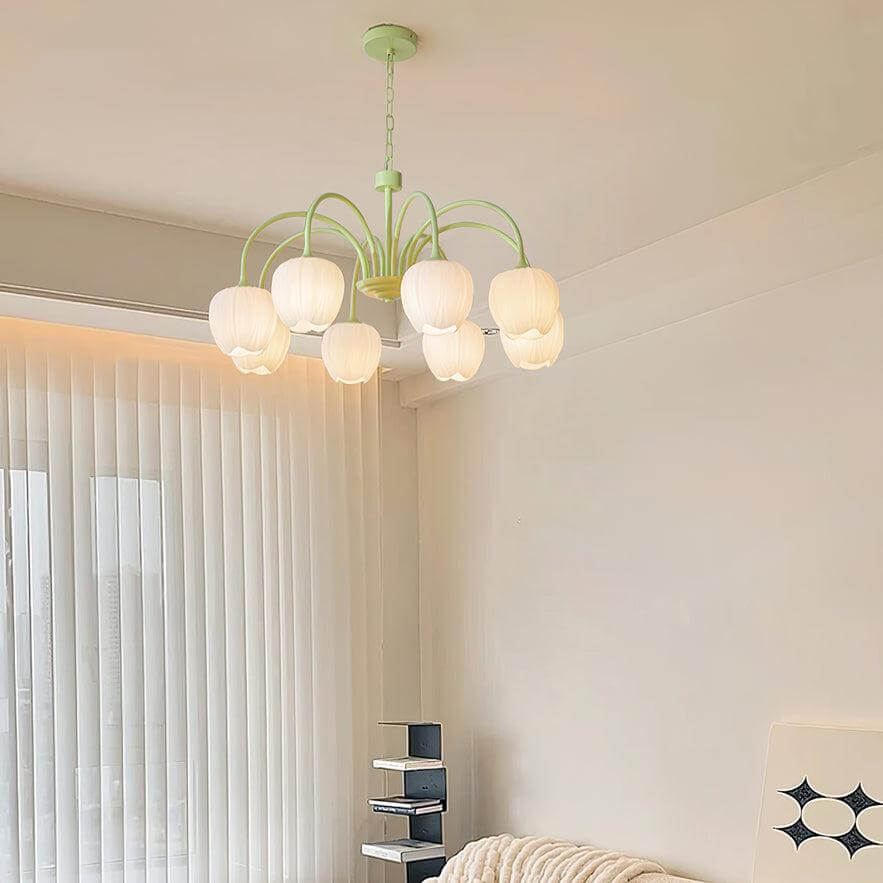 Loftlampe med matcha-farvet glaskugle