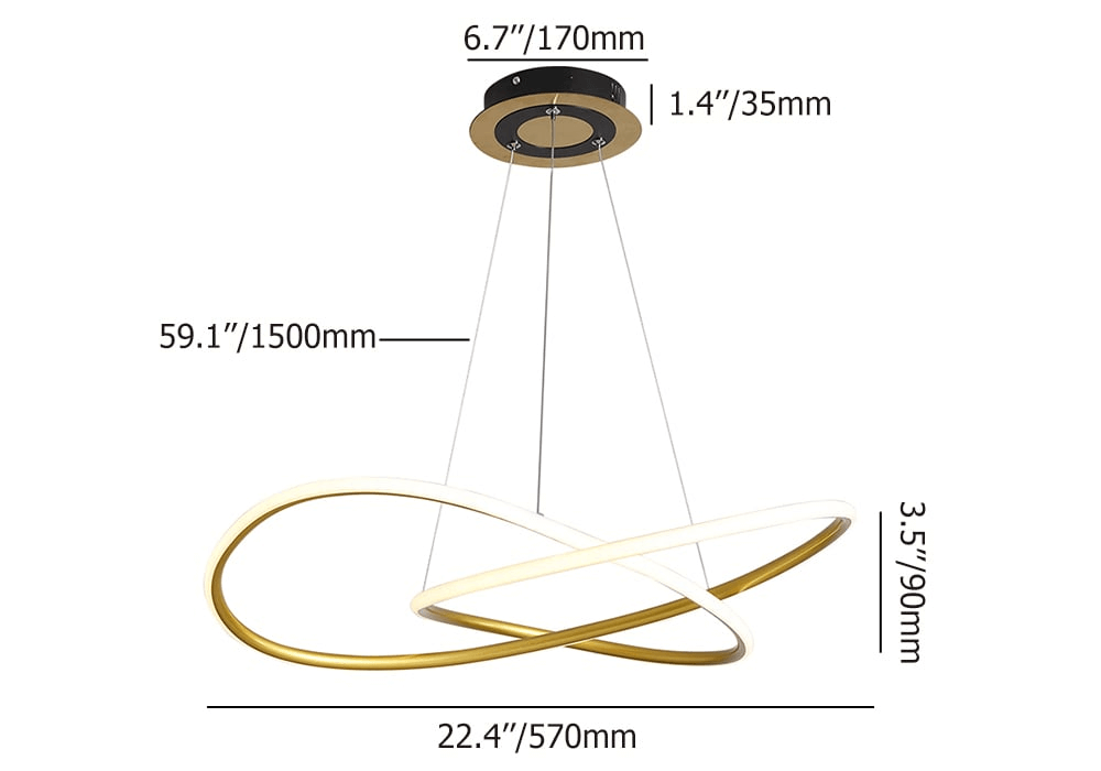 Moderne LED loftlampe i guld, Ø57cm