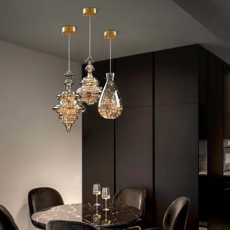 Moderne stjernehimmel pendellampe med glasskærm