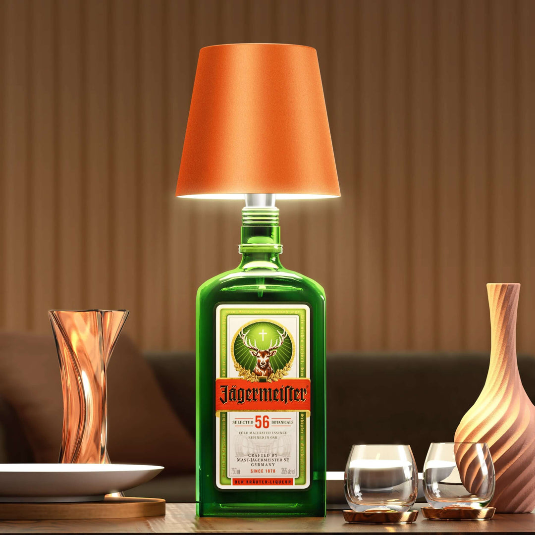 Moderne flaskelampe; EcoGlow LED-belysning med unikt genbrugsdesign. Stilfuld indretning.