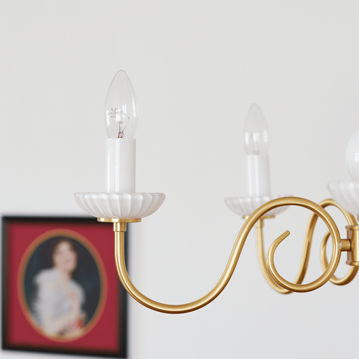 Creme glas lysekrone amerikansk retro lampe metal lysekrone soveværelse