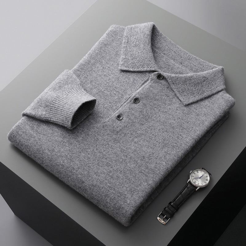 Komfortabel herrepolo med lange ærmer i blødt stof. Ideel til stilfuld mode i både fritid og professionelle settings.