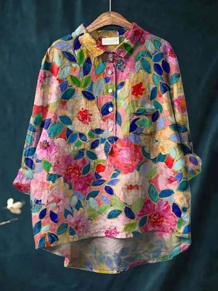 Smuk mønstret plus size bluse for kvinder, tidløs stil og komfort.