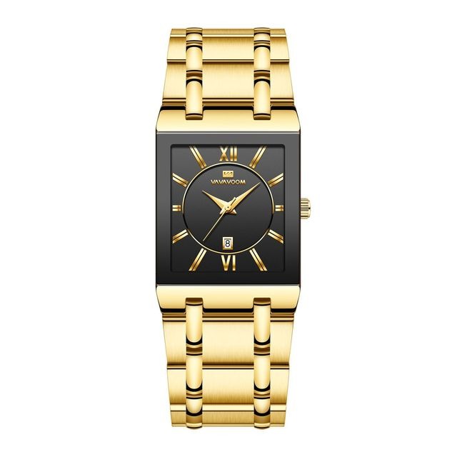 Smukt guld herreur med firkantet urkasse. Elegant design, pålideligt kvartsurværk.