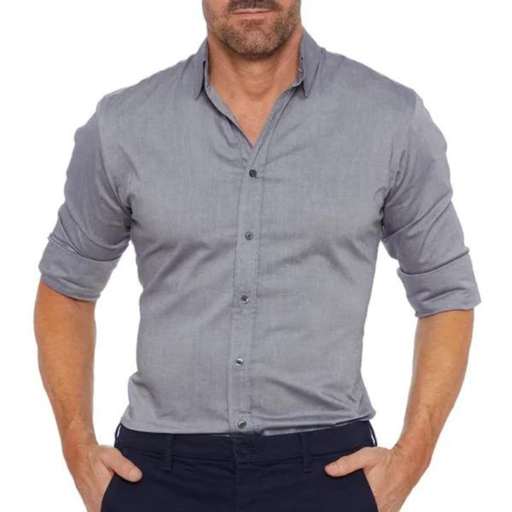 Krave på stilfuld herreskjorte med skjult lynlås. Krølfri og elegant til business og hverdag.