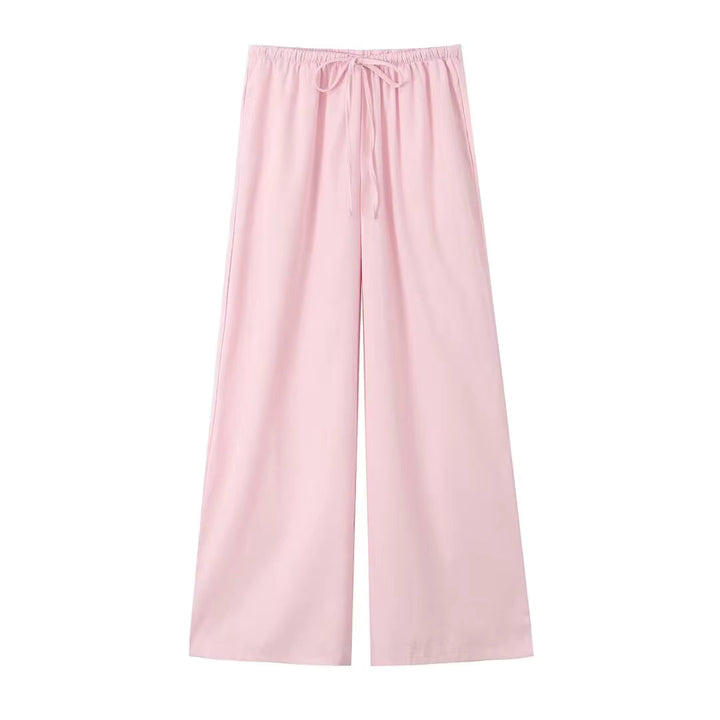 Elegant forårs- og sommermode sæt med løs pasform og vide ben bukser, nemt at style.