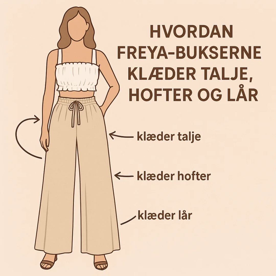 Sommerbukser: Komfortable kvindebukser med vidde, perfekt til varme dage.