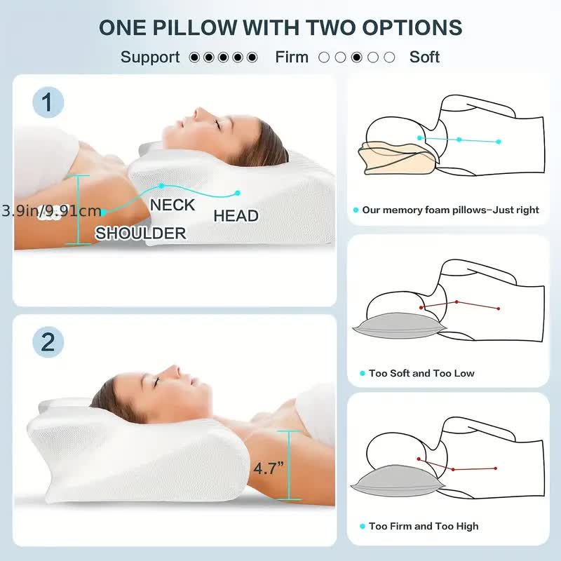Få dybere søvn med ergonomisk sommerfugle nakkepude i memoryskum. Perfekt til nakkeaflastning og velvære.