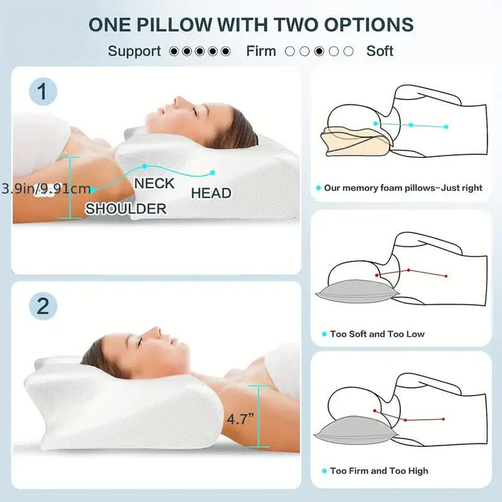 Få dybere søvn med ergonomisk sommerfugle nakkepude i memoryskum. Perfekt til nakkeaflastning og velvære.