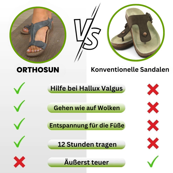 Komfortsandaler med ergonomisk fodstøtte til lindring af ømme fødder.