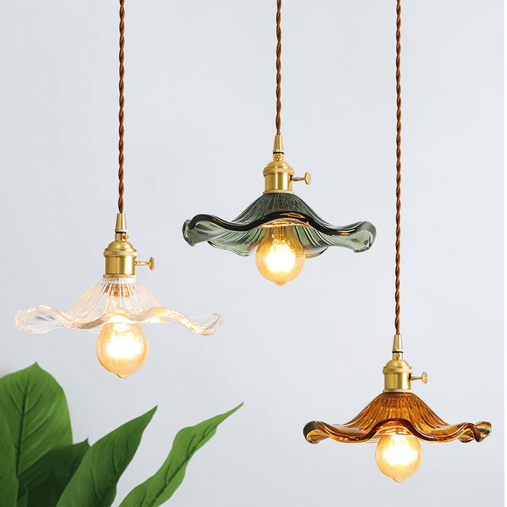 Hibiscus pendellampe, glas blomsterdesign lampe