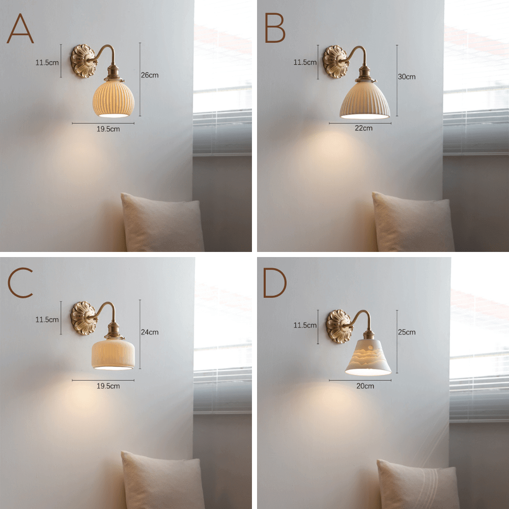 Keramik Messing Væg Lampe