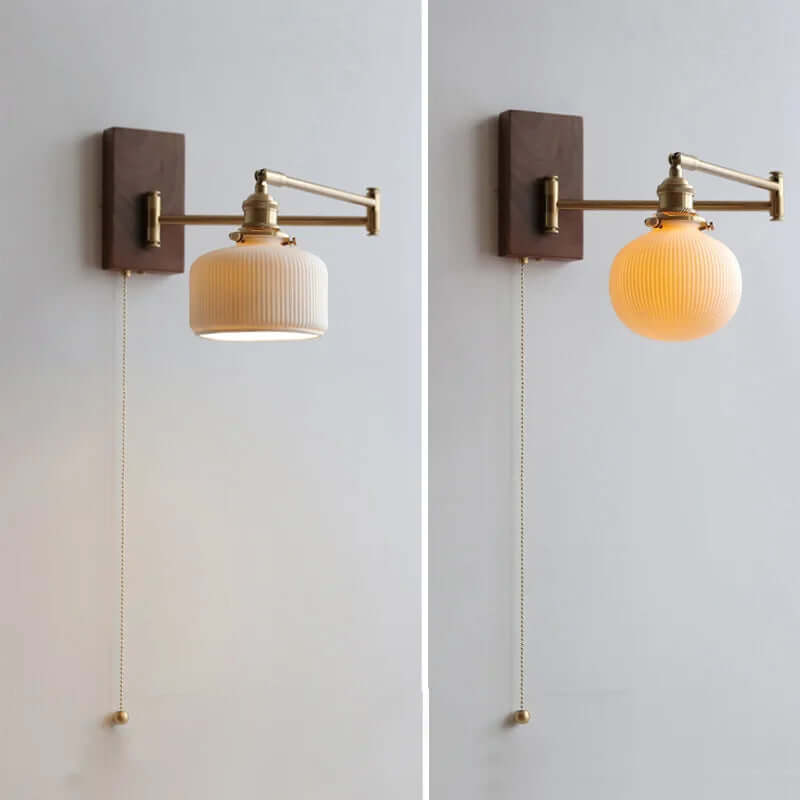 Lampe Murale En Céramique Avec Plaque En Bois