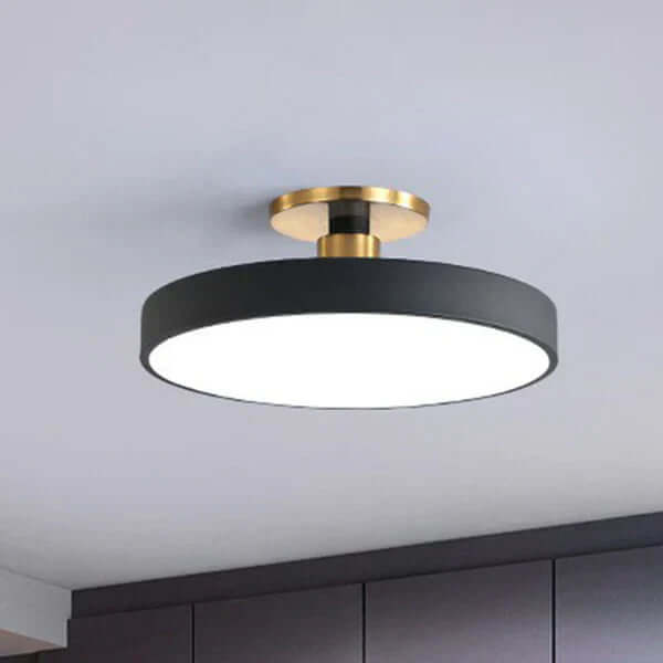 Moderne rund LED loftlampe til soveværelse med nordisk design i akryl, semi coil lyskilde
