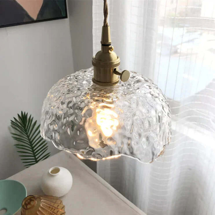 Uregelmæssig messing- og glas pendellampe