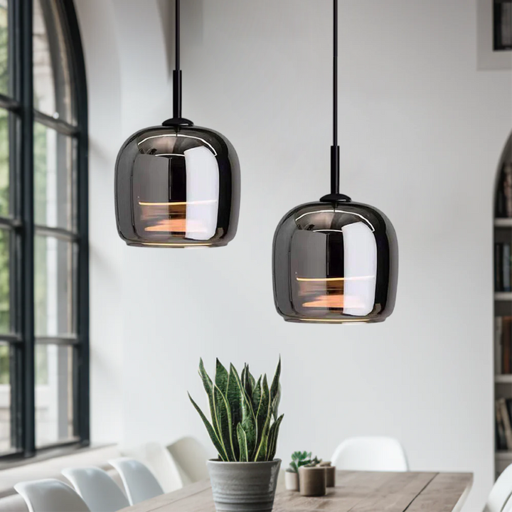 Moderne sort glas loftlampe