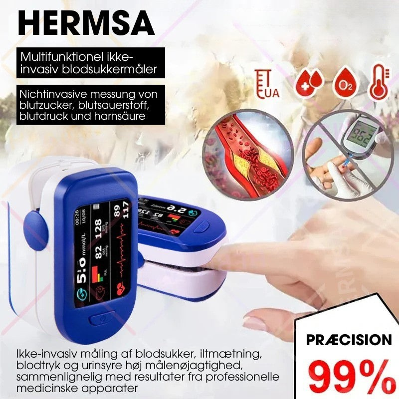 Digital finger pulsoximeter. Perfekt til daglig kontrol af iltmætning og puls for hele familien.