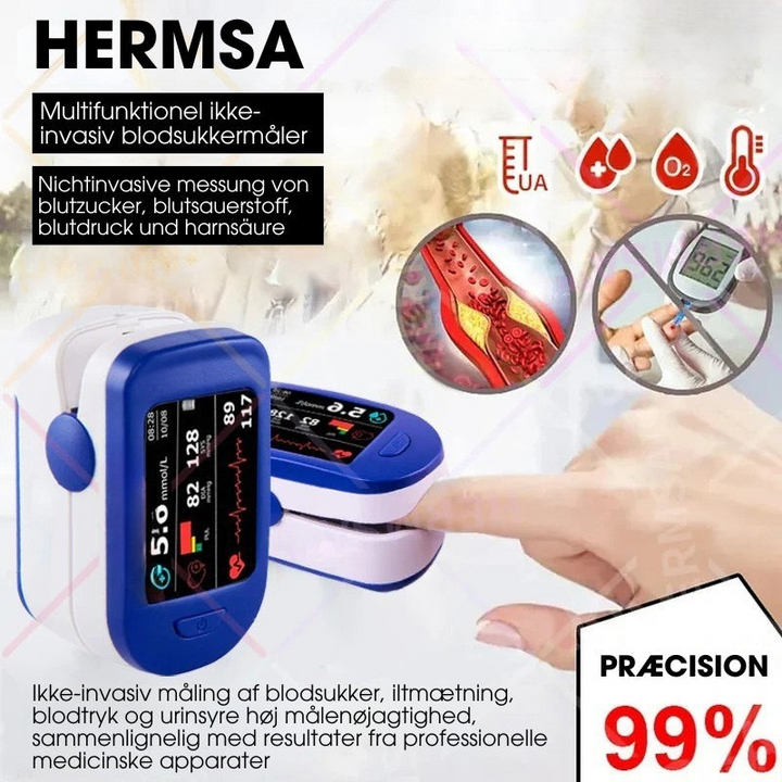 Digital finger pulsoximeter. Perfekt til daglig kontrol af iltmætning og puls for hele familien.