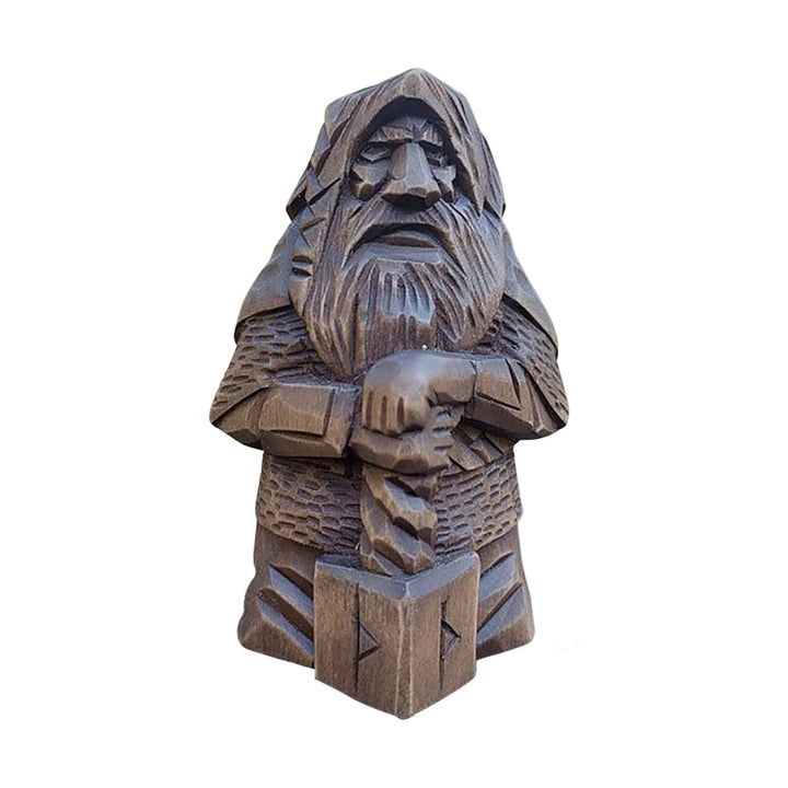 Vikingeindretning: Håndlavet statuette af Odin. Mytologisk boligtilbehør og gaveidé.