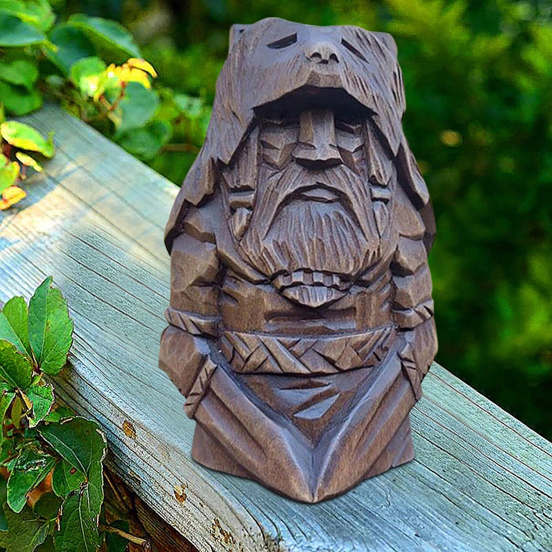 Detaljeret vikinge-statuette, håndlavet til boligindretning. Nordisk mytologi og samlerobjekt.