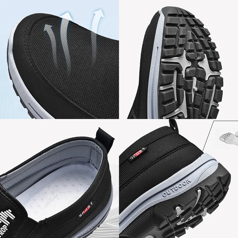 Hverdagssko til mænd med fokus på komfort. Slip-on design, ergonomisk svangstøtte for bedre fodtøj.