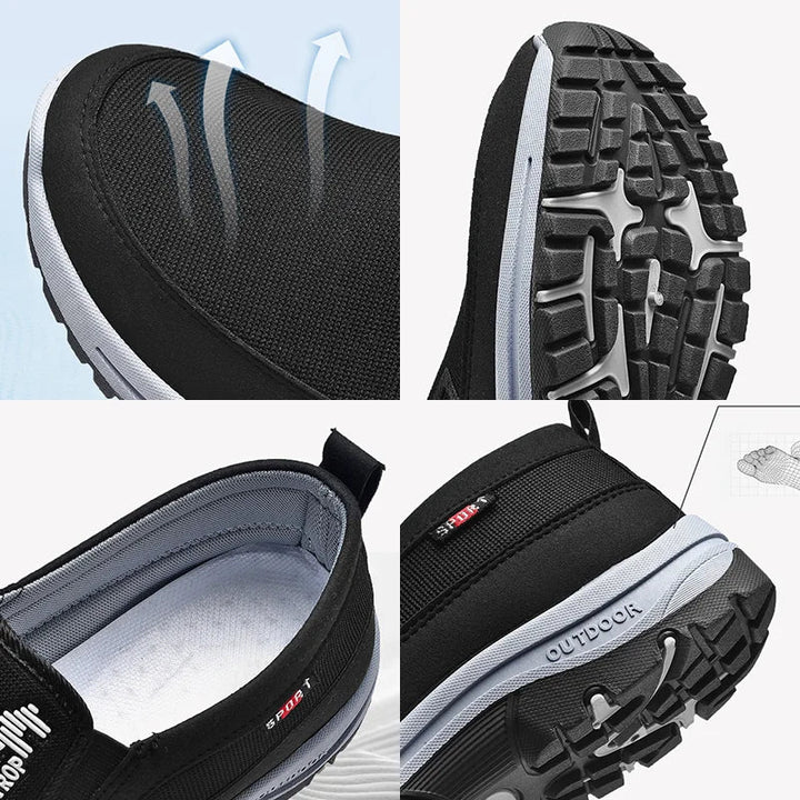 Hverdagssko til mænd med fokus på komfort. Slip-on design, ergonomisk svangstøtte for bedre fodtøj.