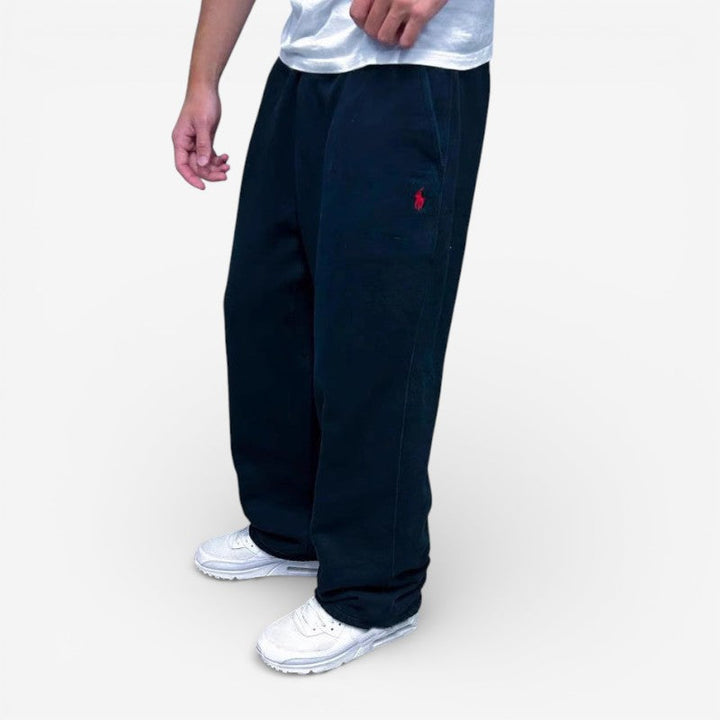 Herre wide leg bukser med høj talje, perfekt til komfort og stil. Ideel til hverdagsbrug.
