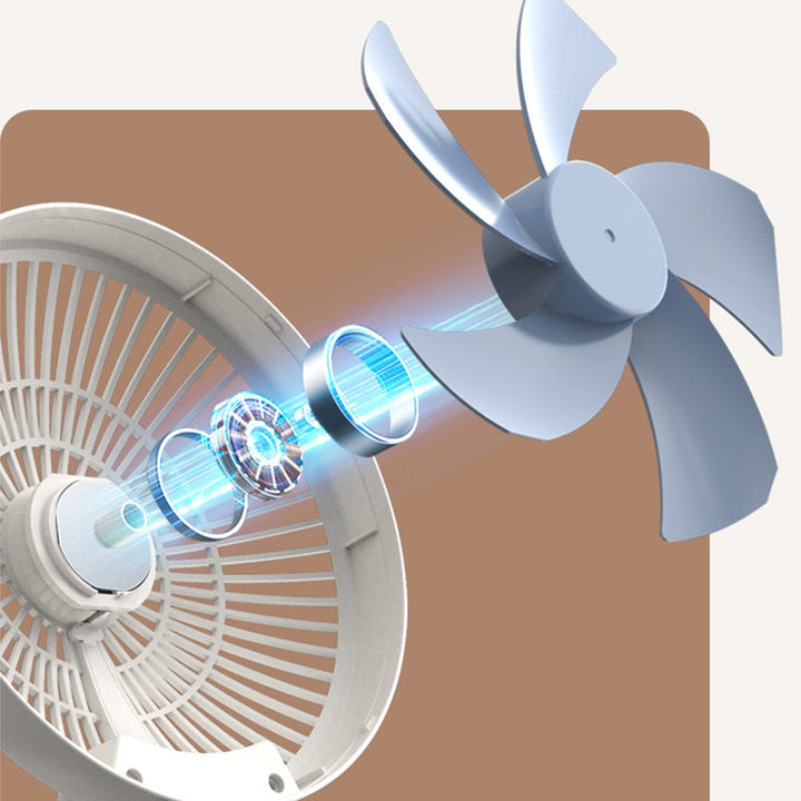 Lille hvid ventilator med 3 hastigheder, bærbar og stille, ideel til sommer og gadgets.
