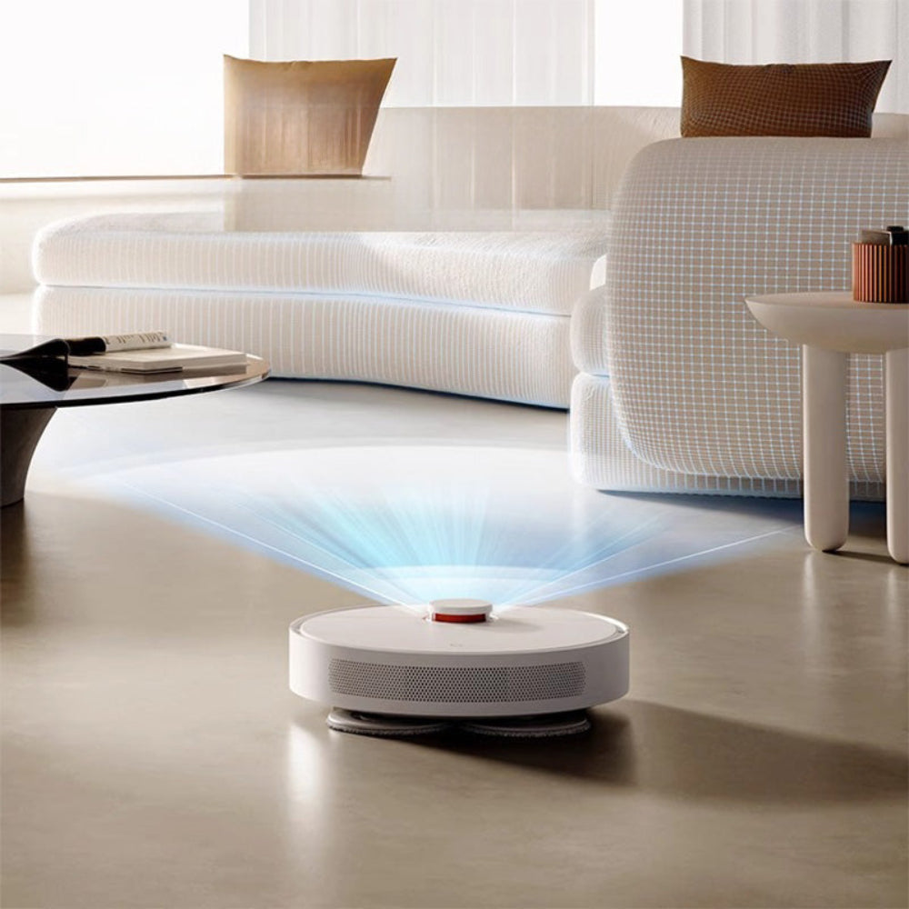 Smart robotstøvsuger med gulvvasker og moppefunktion til trådløs, intelligent husrengøring.