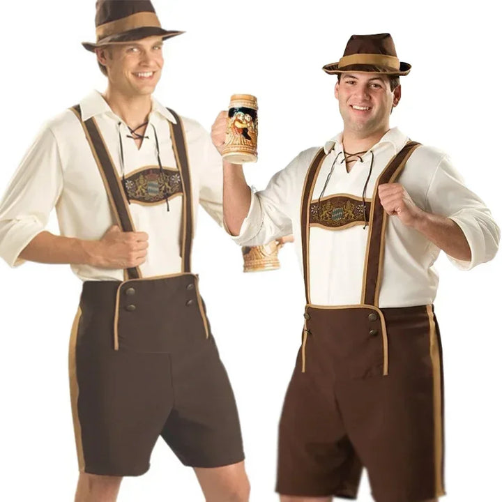 Herre Oktoberfest festdragt med typiske bayerske detaljer i polyester, ideel til karneval og festtøj.