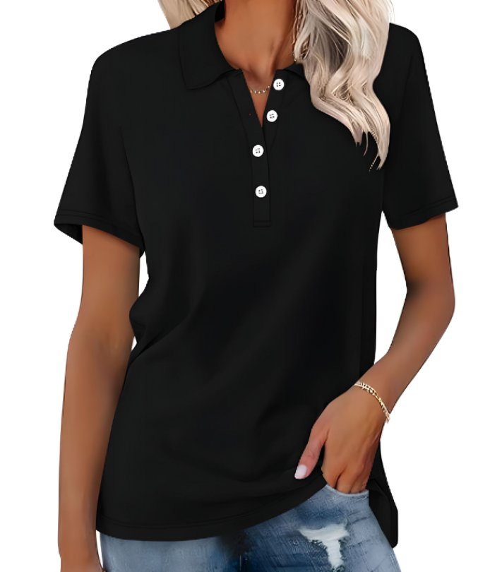 Dame polo top i hvid, perfekt til en afslappet, men elegant sommerstil.