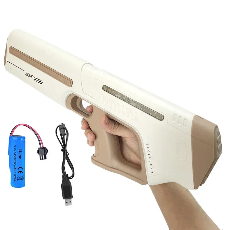 Moderne elektrisk vandpistol med automatisk genopfyldning, perfekt til sommerleg, udendørs sjov og vandkamp.