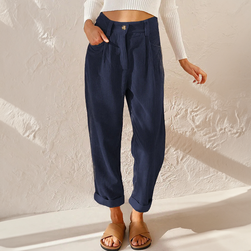 Alsidige komfort bukser til kvinder; høj talje og løs pasform for elegant og afslappet look.