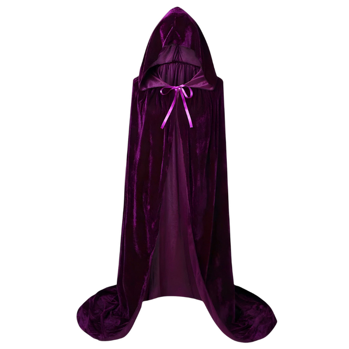 Elegant lang lilla kappe til Halloween udklædning & cosplay. Ideel som heksekappe eller mystisk festkostume.