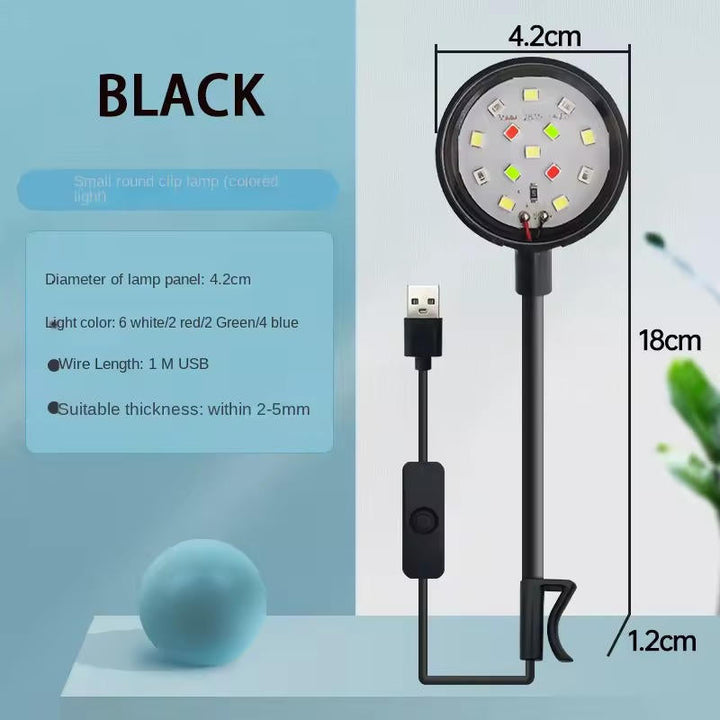 Fleksibelt LED akvarielys med praktisk clip til nem installation, ideelt til alle akvarietyper.