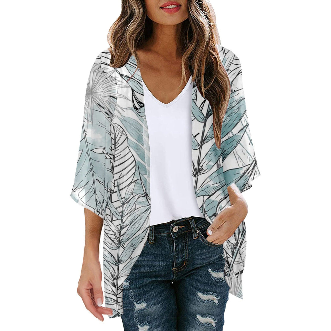 Moderne blomstret kimono blazer til kvinder, letvægts og stilfuld til sommerdage.