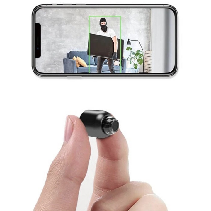 Lille mini WiFi kamera til diskret hjemmeovervågning med trådløs forbindelse.