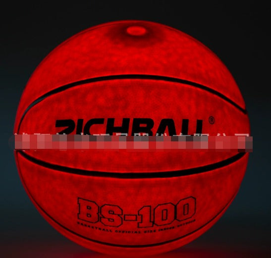 Lysende LED basketball til natspil. Holdbar gummi bold, perfekt til udendørs leg og træning i mørke.