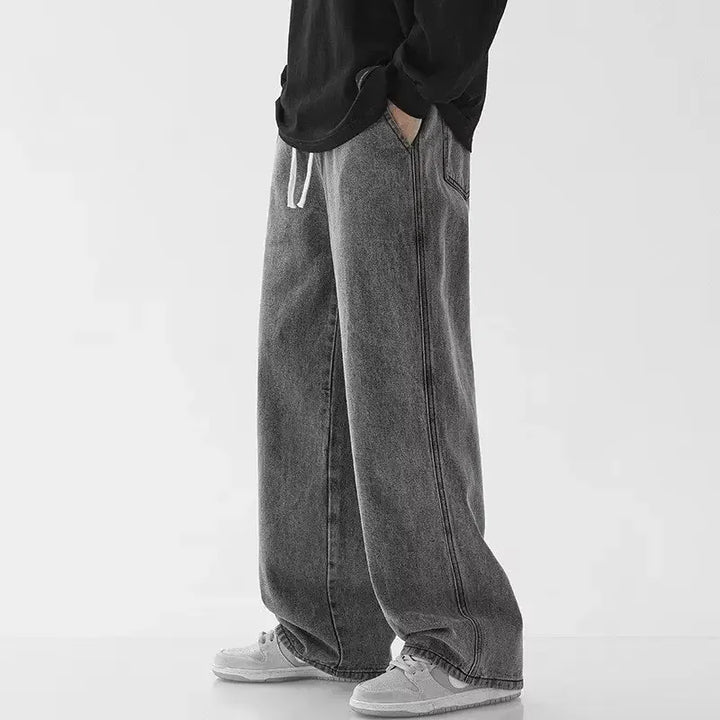 Moderne baggy herrejeans med elastiktalje. Alsidige og lette bukser til casual og streetwear outfits.