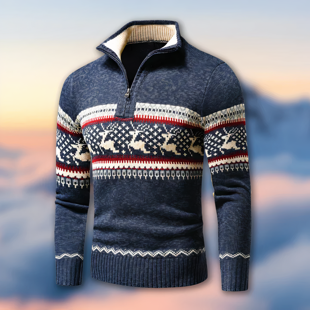Mænds behagelige halvlynlås sweater med opretstående krave til afslappet dagligbrug, varm og langærmet.