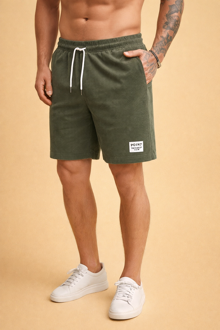 Mænds komfortable casual shorts med elastisk talje og snøre, perfekt til sommer og afslappet hverdagsbrug.