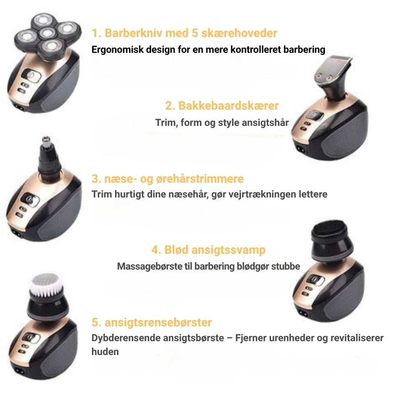 Vandtæt elektrisk kraniebarbermaskine til mænd, ideel til skaldetrimmer og helkropsgrooming.