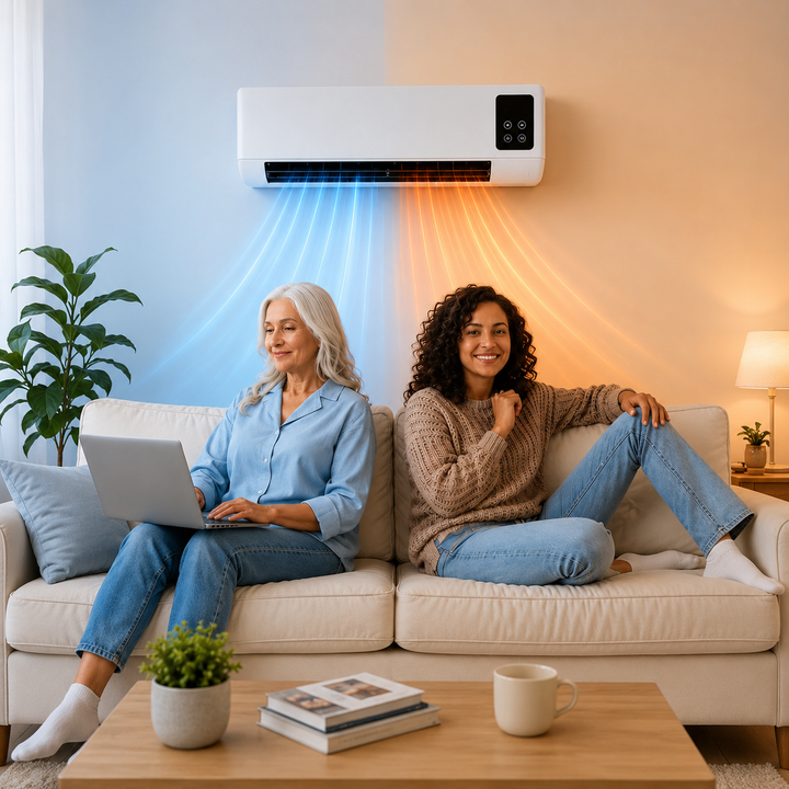 Komfortabel klimaenhed med ventilator, køling og varme. Optimer dit hjemmeklima nemt og hurtigt.