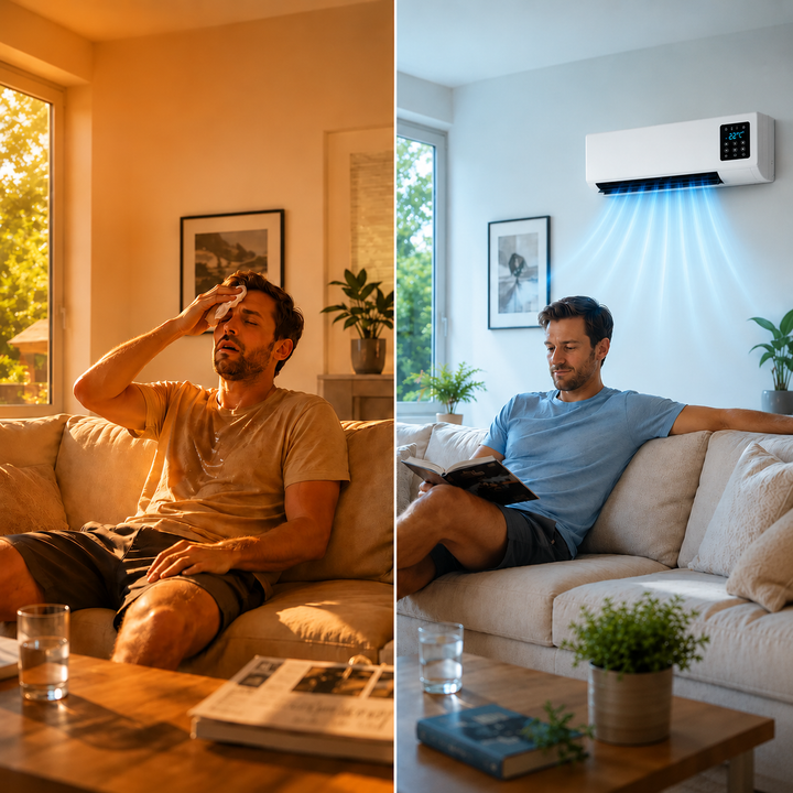 Kompakt 2i1 klimaenhed der leverer både effektiv køling og varme til et behageligt indeklima.