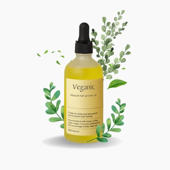Vegansk og kemikaliefri hårvækstolie til hårsundhed. Naturlige ingredienser for stærkere, fyldigere hår og sund hovedbund.