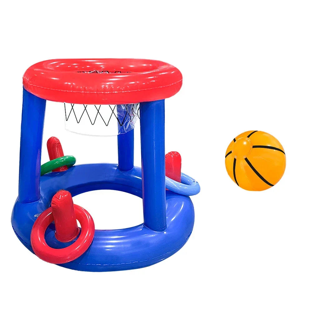 Oppusteligt basketball vandspil til børn og voksne. Perfekt til sjov i pool, strand eller have om sommeren.
