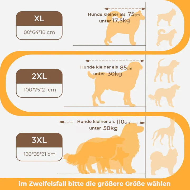 Trykaflastende, ridsefast ortopædisk hundeseng til store hunde. Ideel for komfort og holdbarhed.