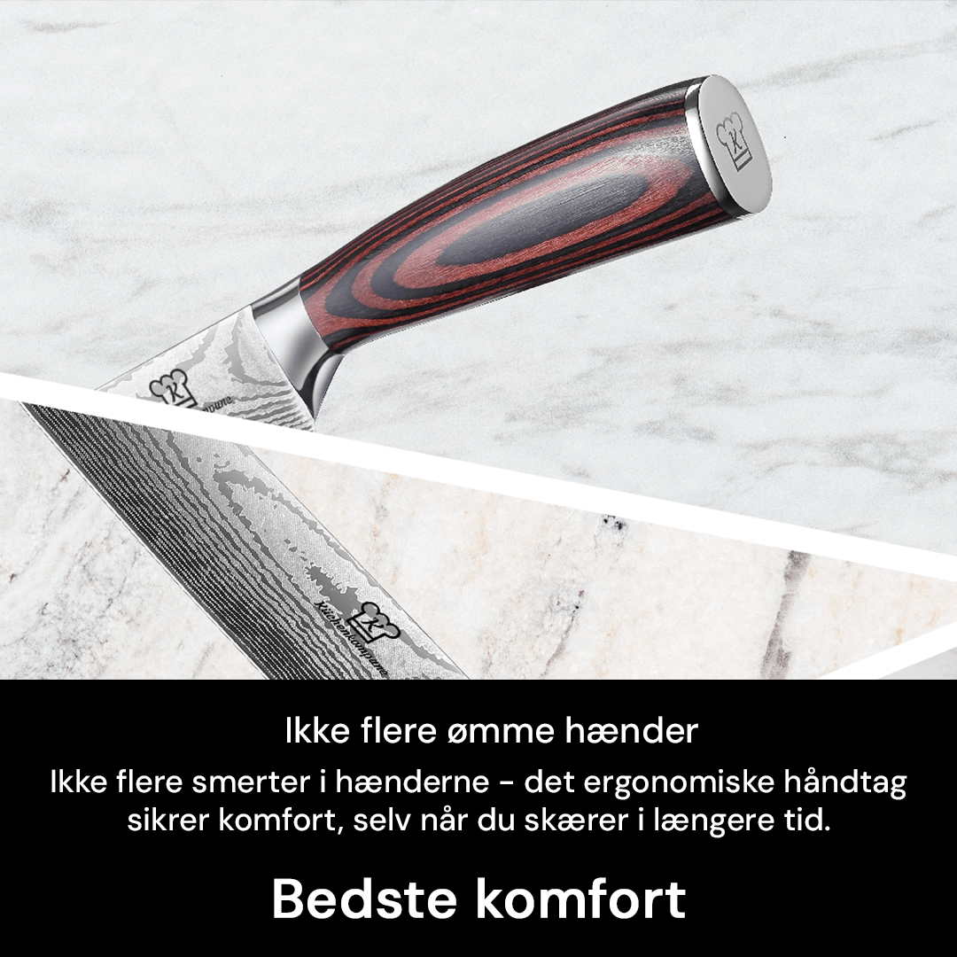 Professionelt 8-dels knivsæt for præcis madlavning. Holdbare køkkenknive med skarpe stålblade.